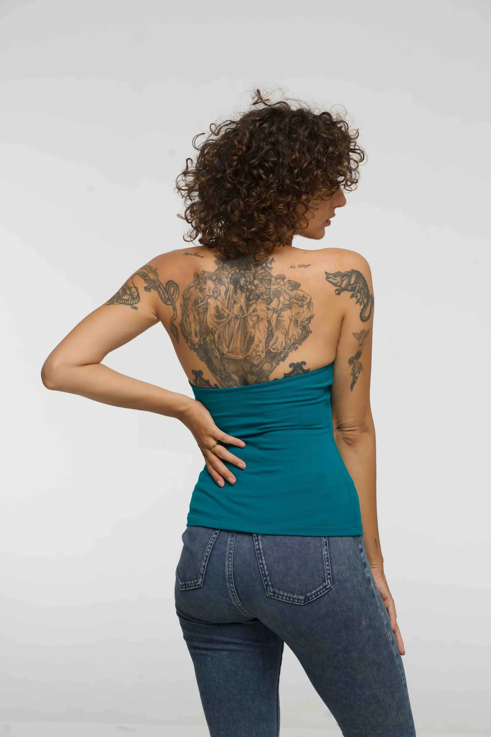 Halter Full Length Top in Deep Turquoise sold by Manners London product image thumbnail 5