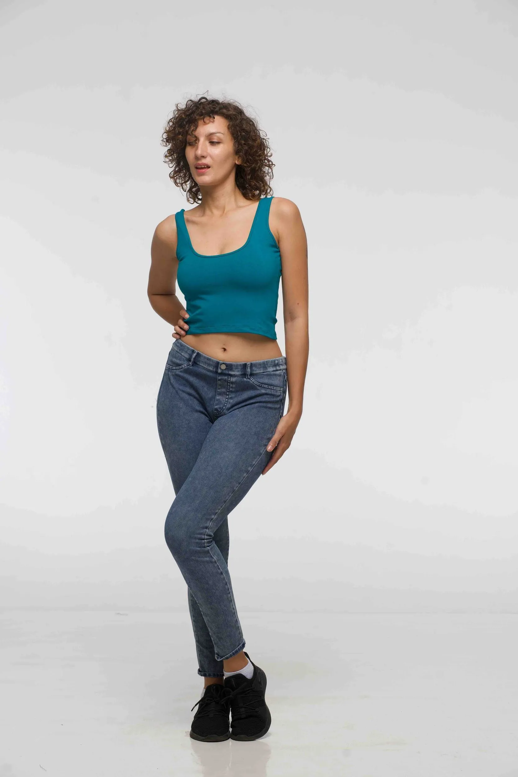Api Mid Crop Top in Deep Turquoise sold by Manners London product image thumbnail 3