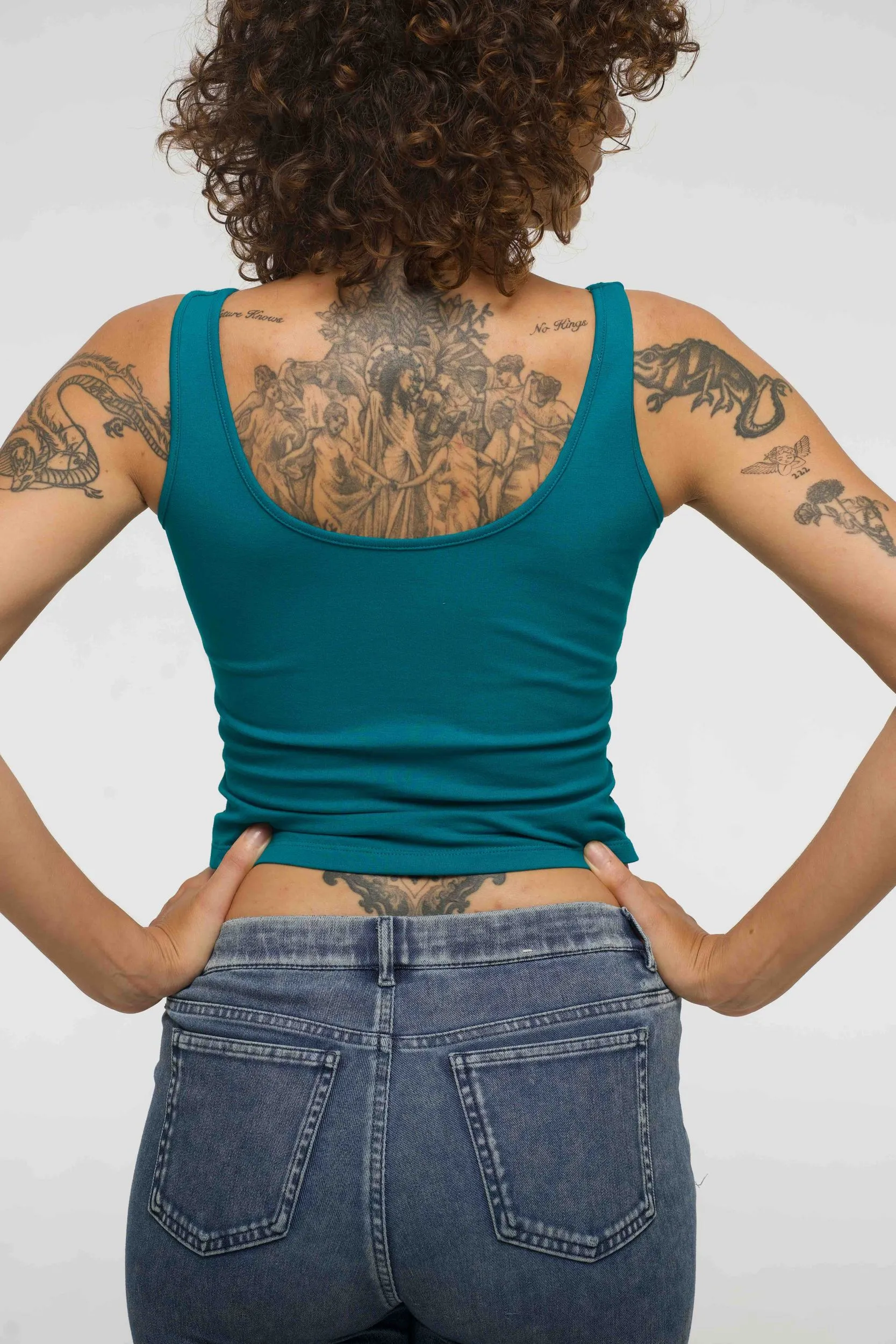 Api Mid Crop Top in Deep Turquoise sold by Manners London product image thumbnail 2