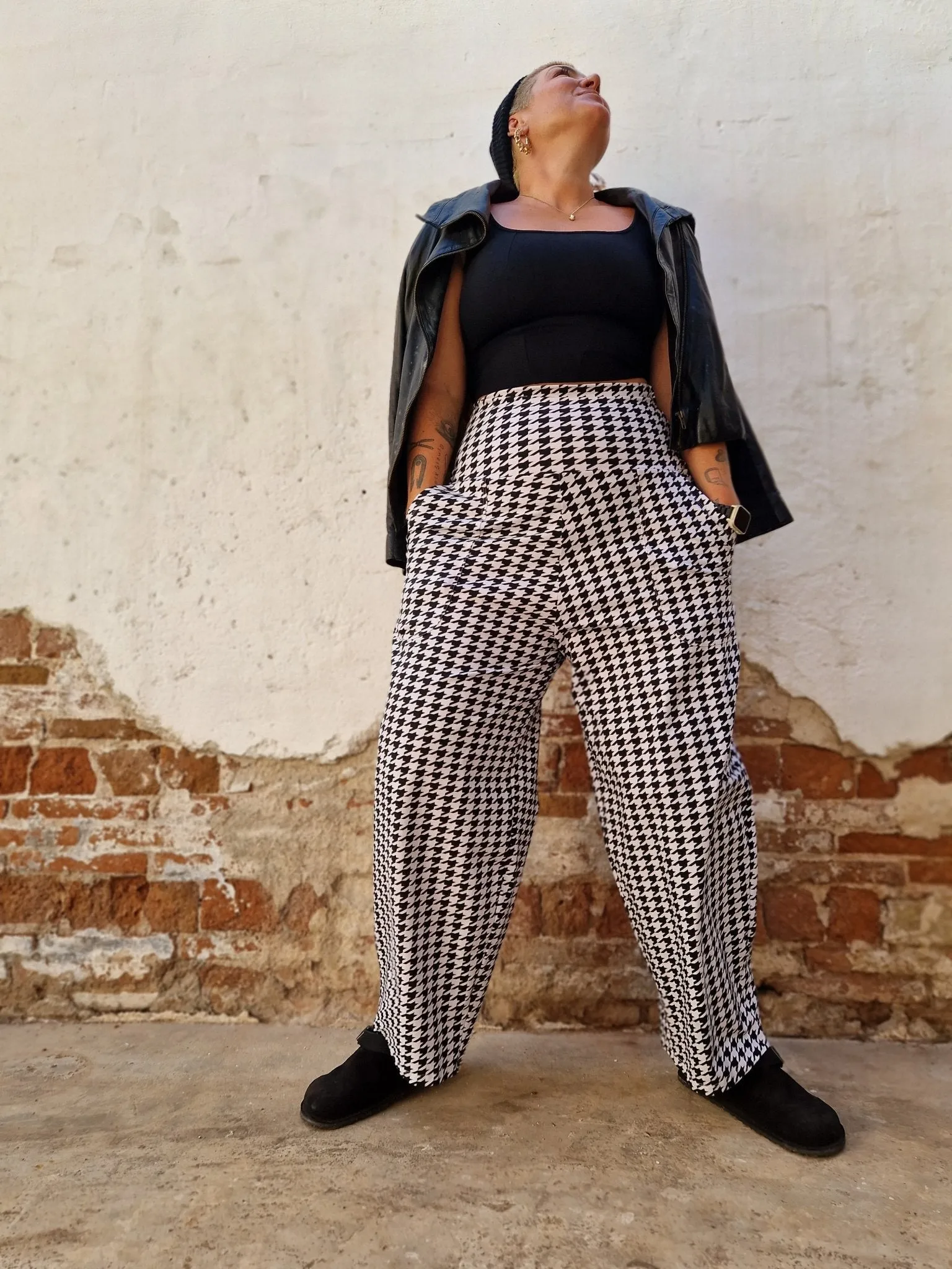 Puff Pants (Longer leg) in Houndstooth Print sold by Manners London product image thumbnail 5