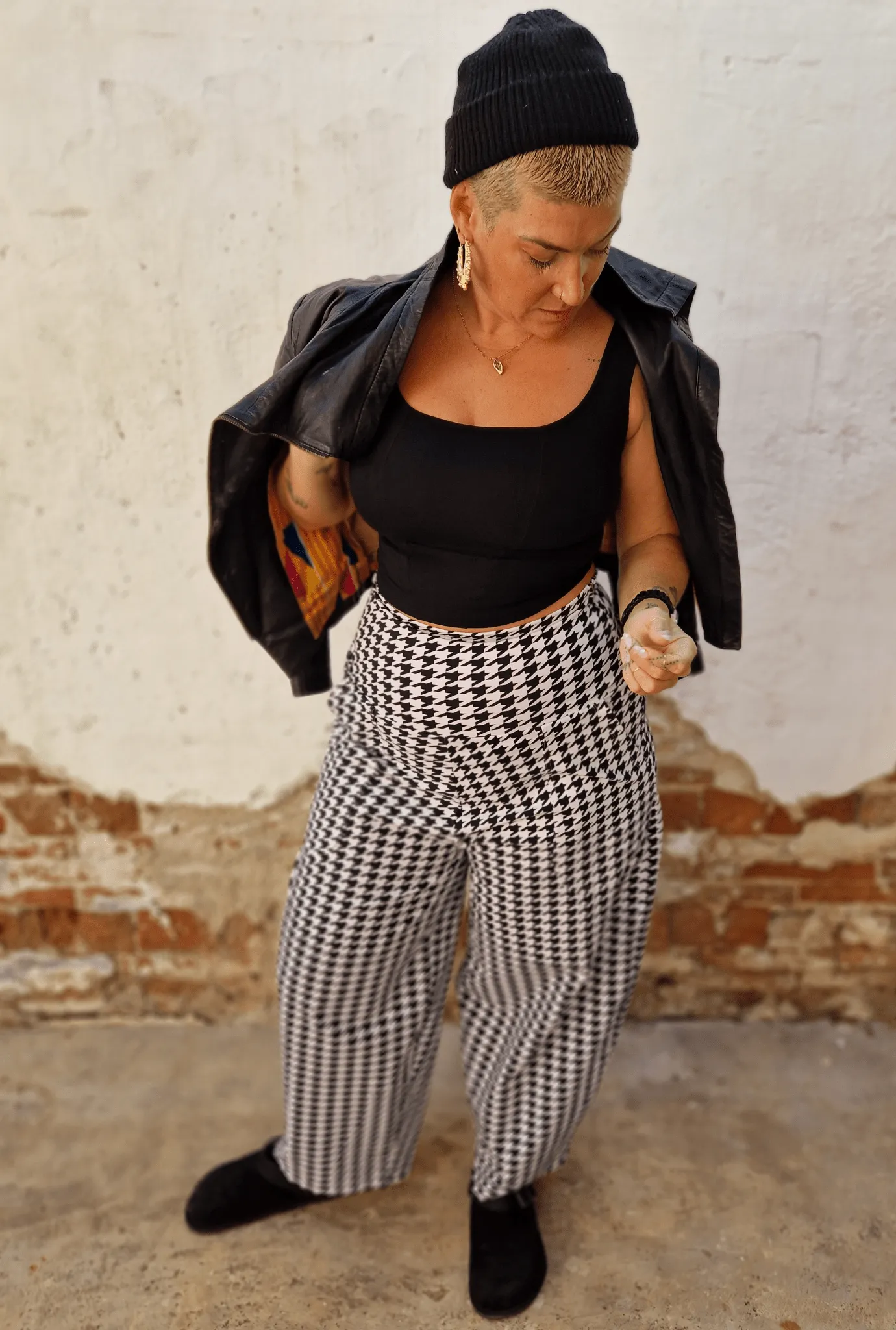 Puff Pants (Longer leg) in Houndstooth Print sold by Manners London product image thumbnail 4