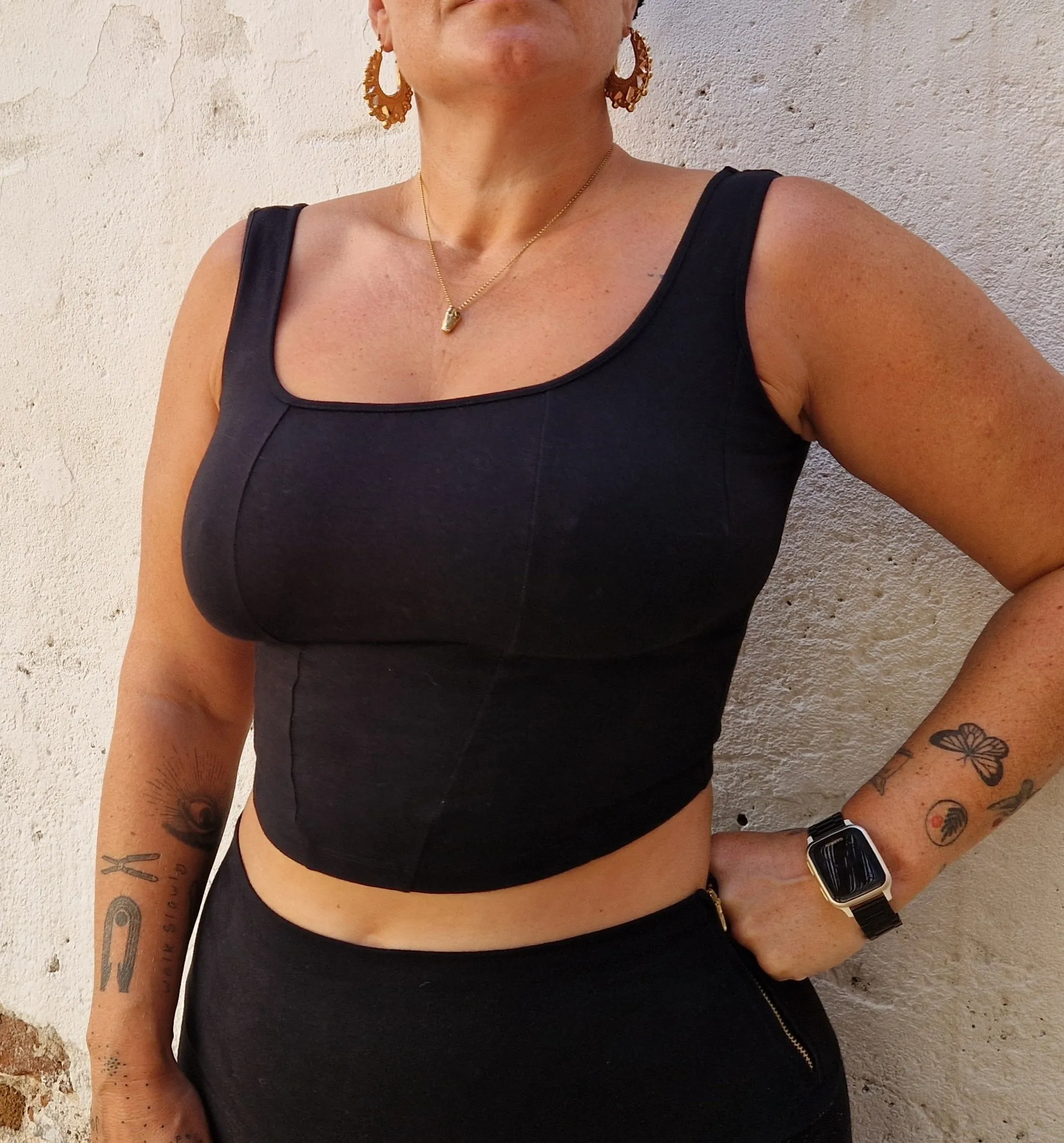 Corset Panelled Mid Crop Top in Black sold by Manners London product image thumbnail 5