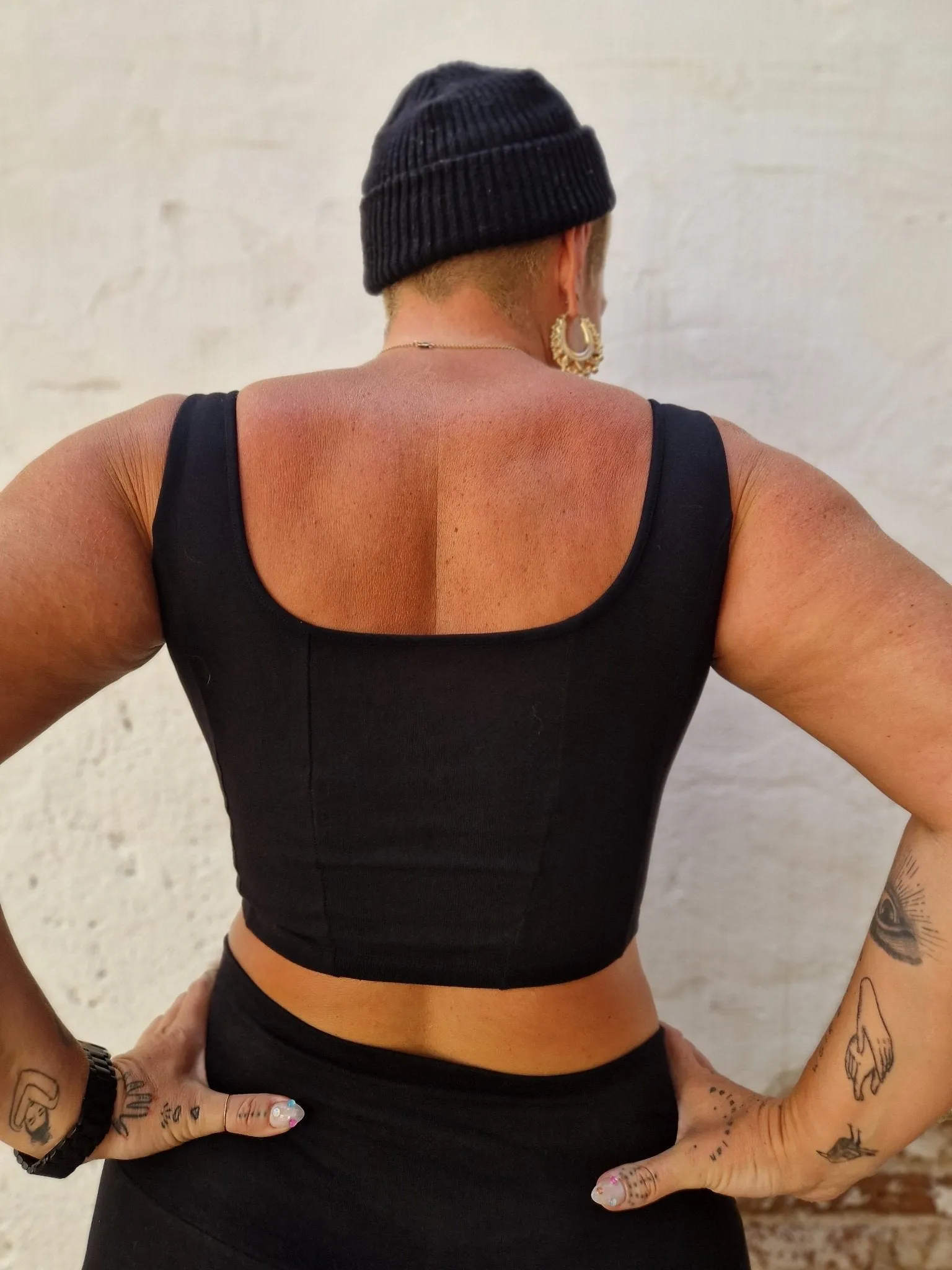 Corset Panelled Mid Crop Top in Black sold by Manners London product image thumbnail 2