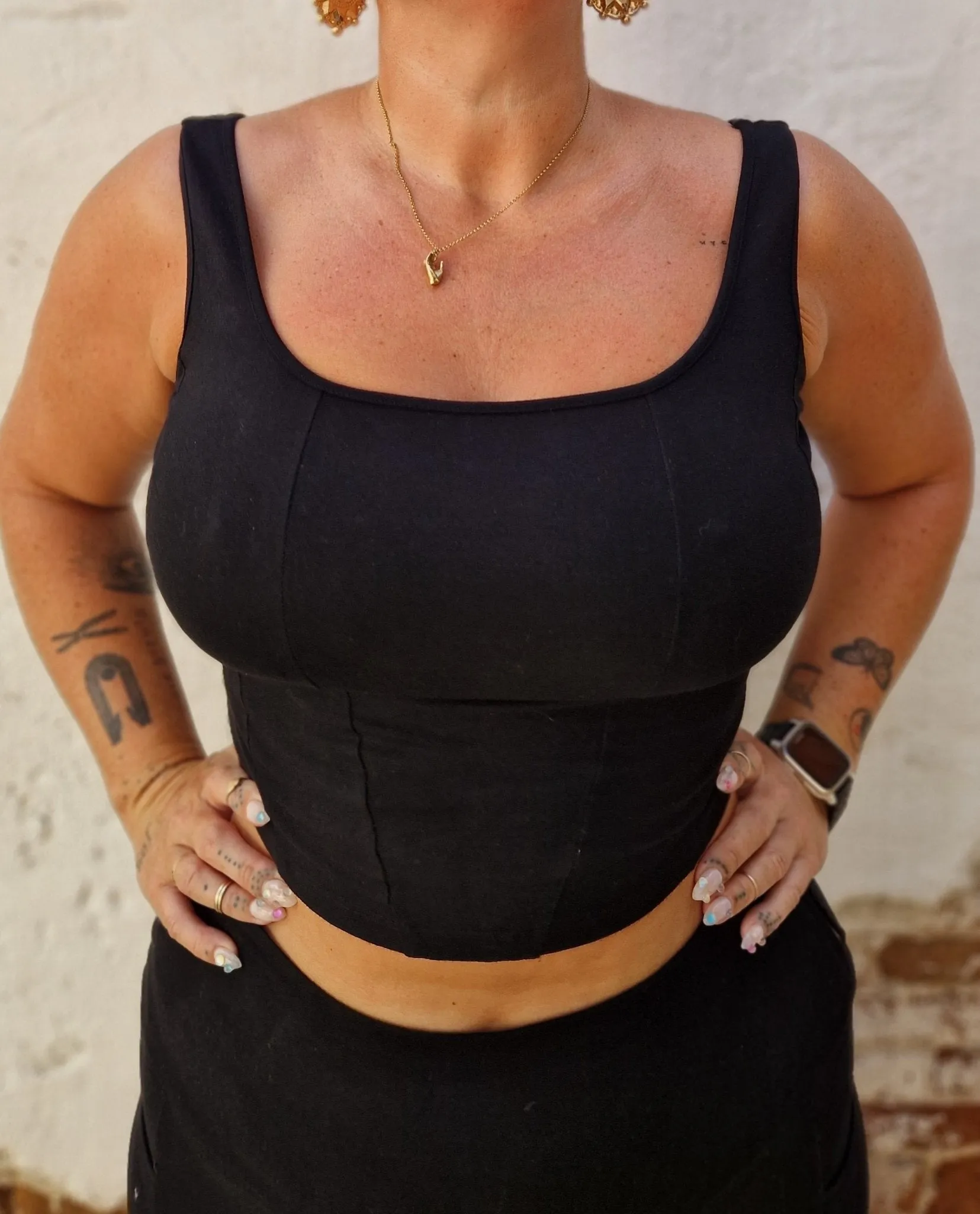 Corset Panelled Mid Crop Top in Black sold by Manners London product image thumbnail 3