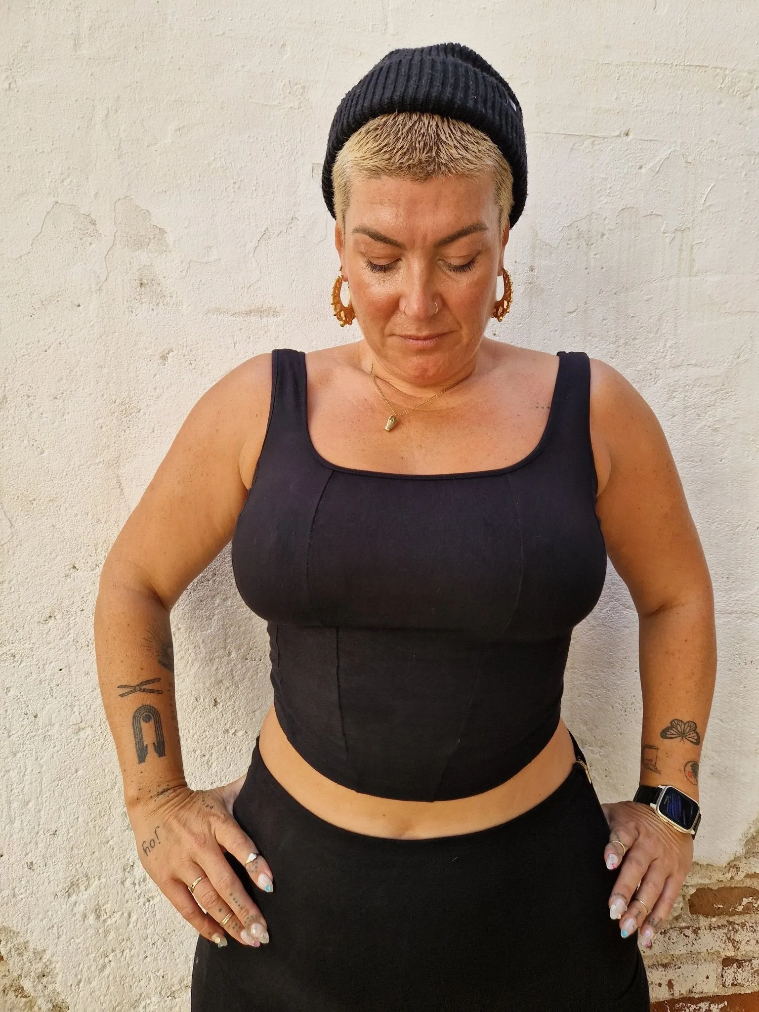 Corset Panelled Mid Crop Top in Black sold by Manners London product image thumbnail 4