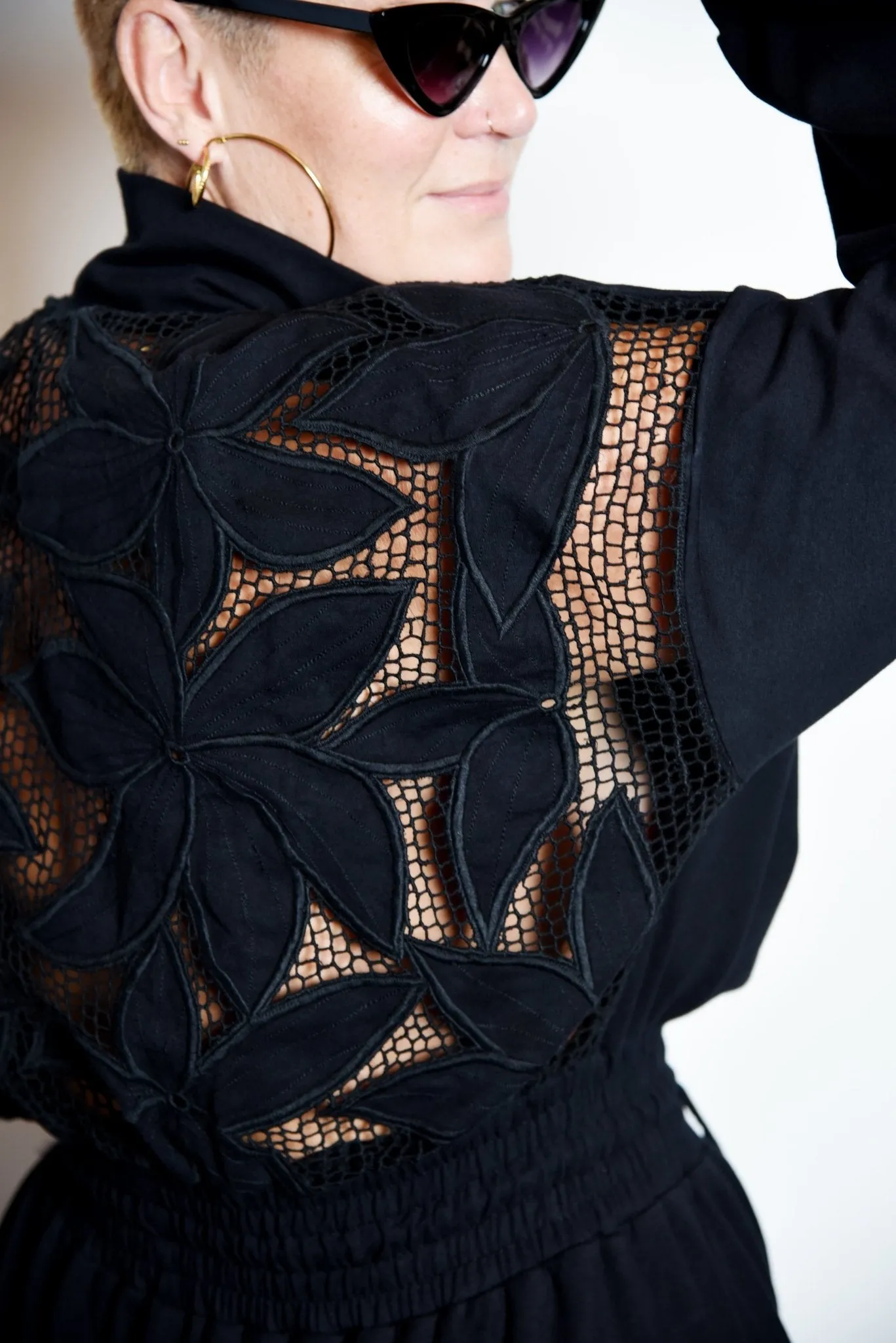 Balinese Lace Back Boiler Suit in Black - PRE ORDER sold by Manners London product image thumbnail 2