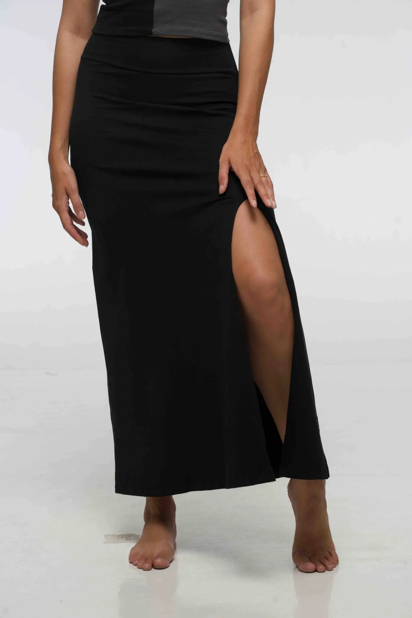 Maxi Skirt with Split in Black sold by Manners London product image thumbnail 2