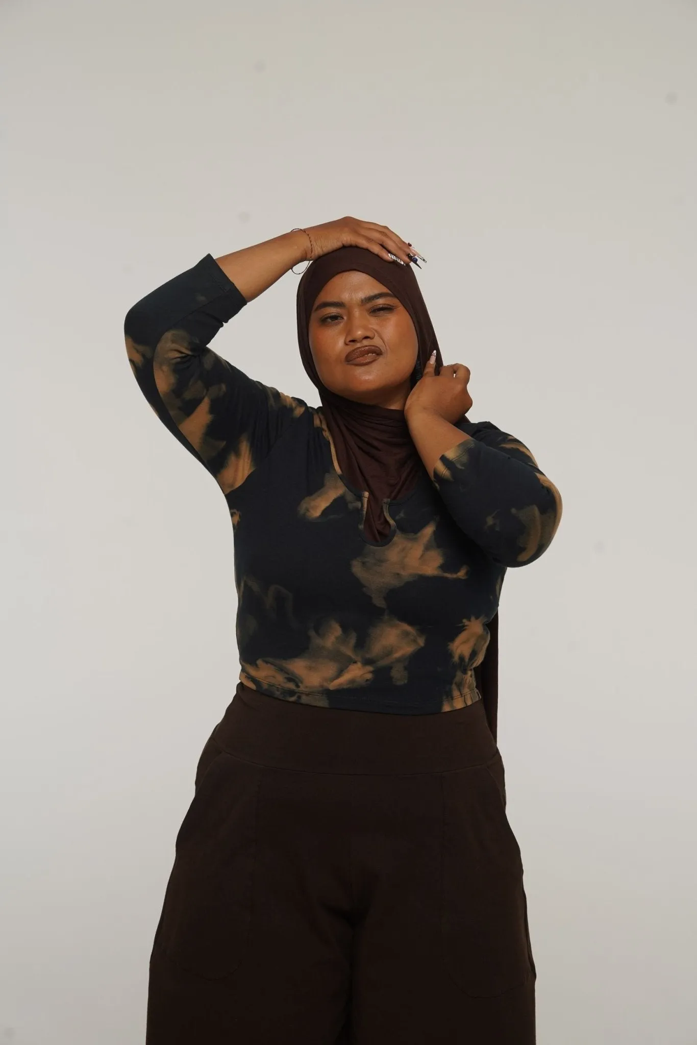 U Front Crop Top with sleeves in Acid Wash sold by Manners London product image thumbnail 4