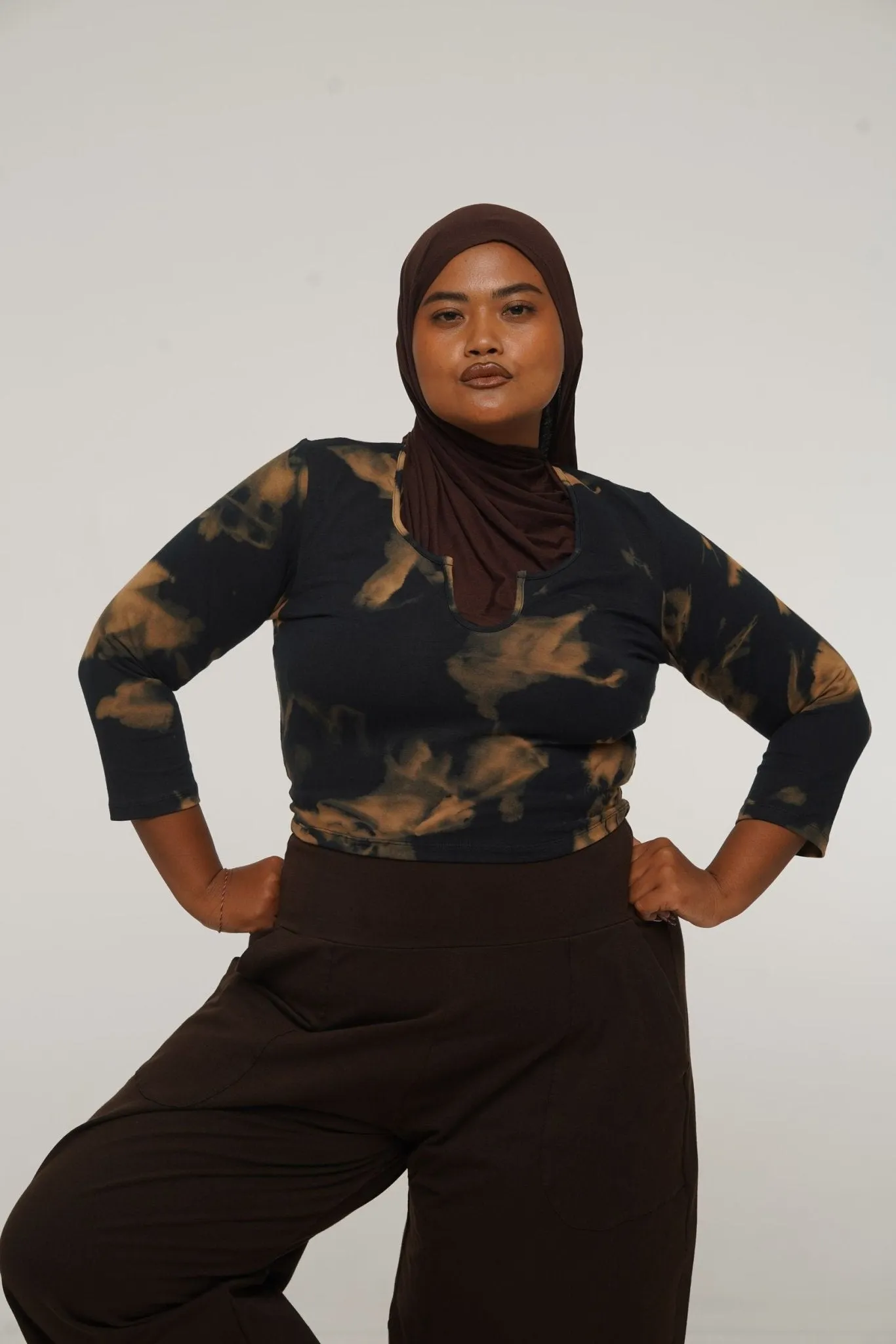 U Front Crop Top with sleeves in Acid Wash sold by Manners London product image thumbnail 3