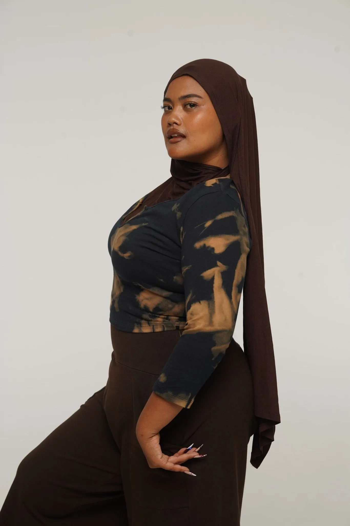 U Front Crop Top with sleeves in Acid Wash sold by Manners London product image thumbnail 5