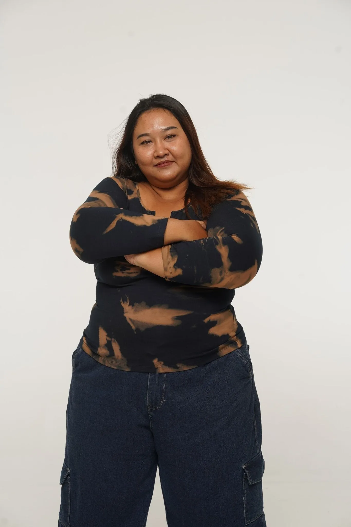 U Front Full Length Top with sleeves in Acid Wash sold by Manners London product image thumbnail 4