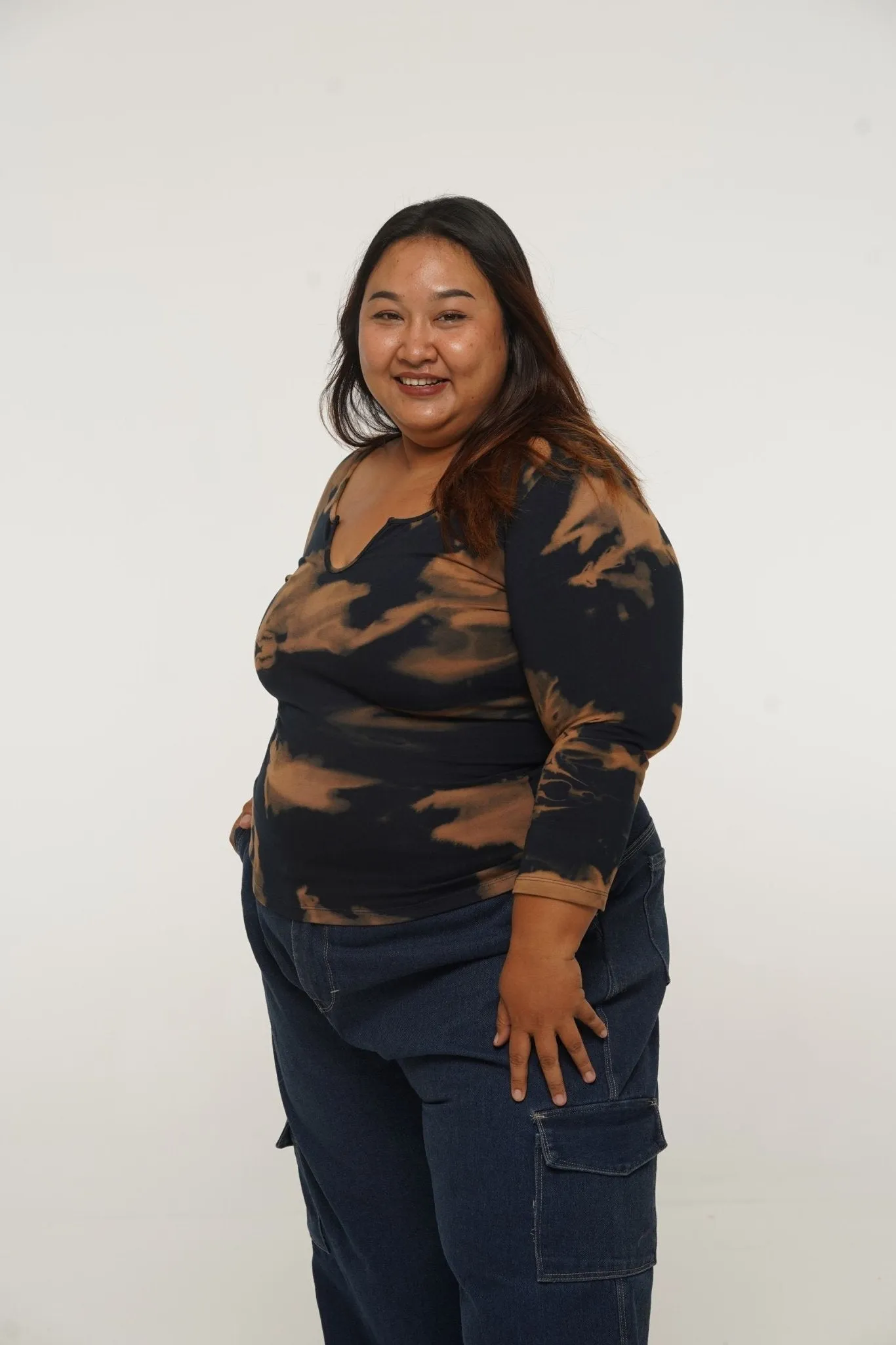 U Front Full Length Top with sleeves in Acid Wash sold by Manners London product image thumbnail 2