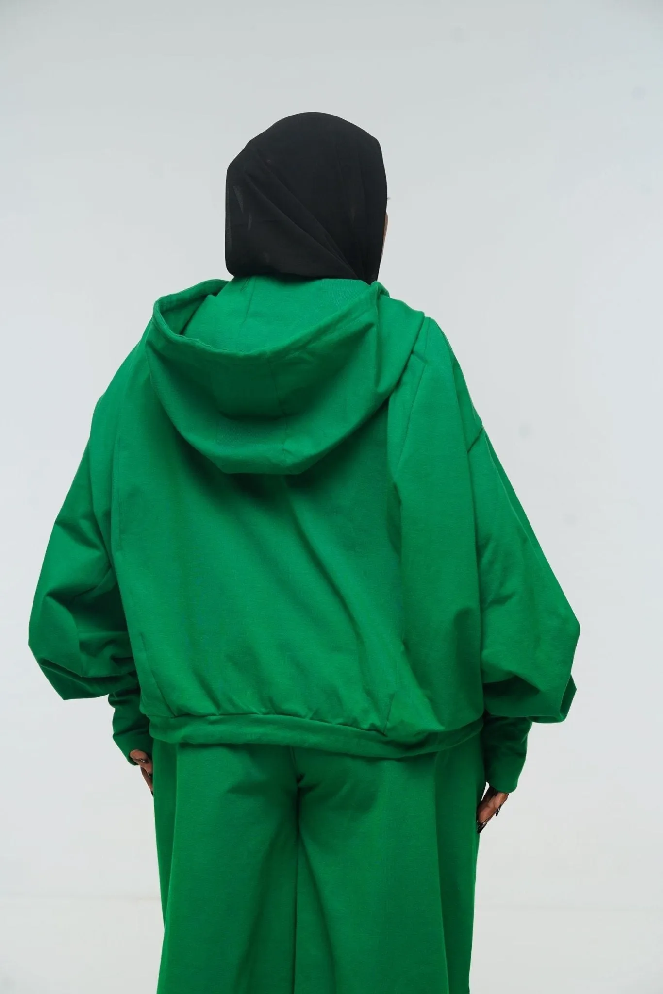 Oversized Balloon Hoodie with Zip in Grass Green sold by Manners London product image thumbnail 5
