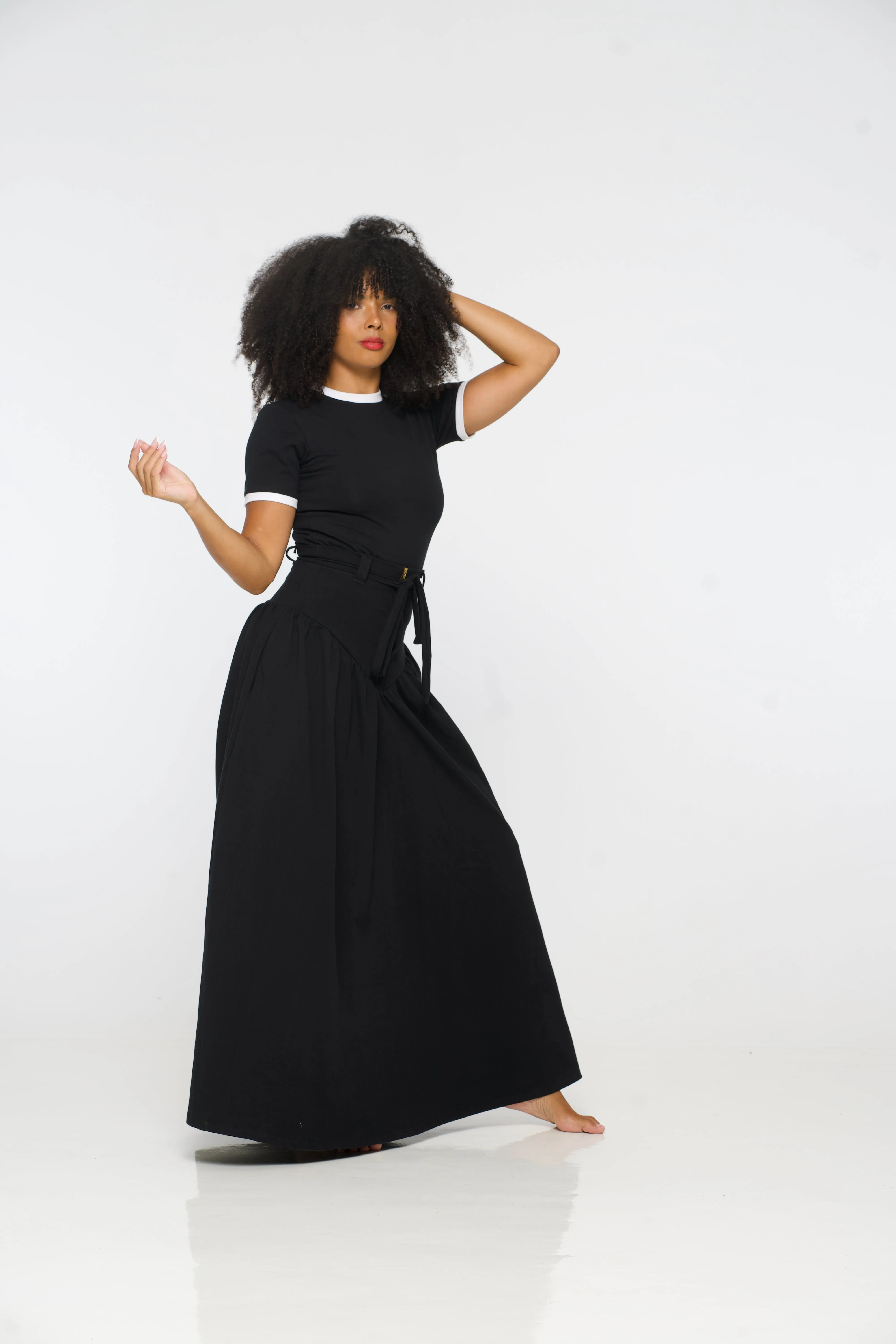 Corset Puff Maxi Skirt in Black sold by Manners London