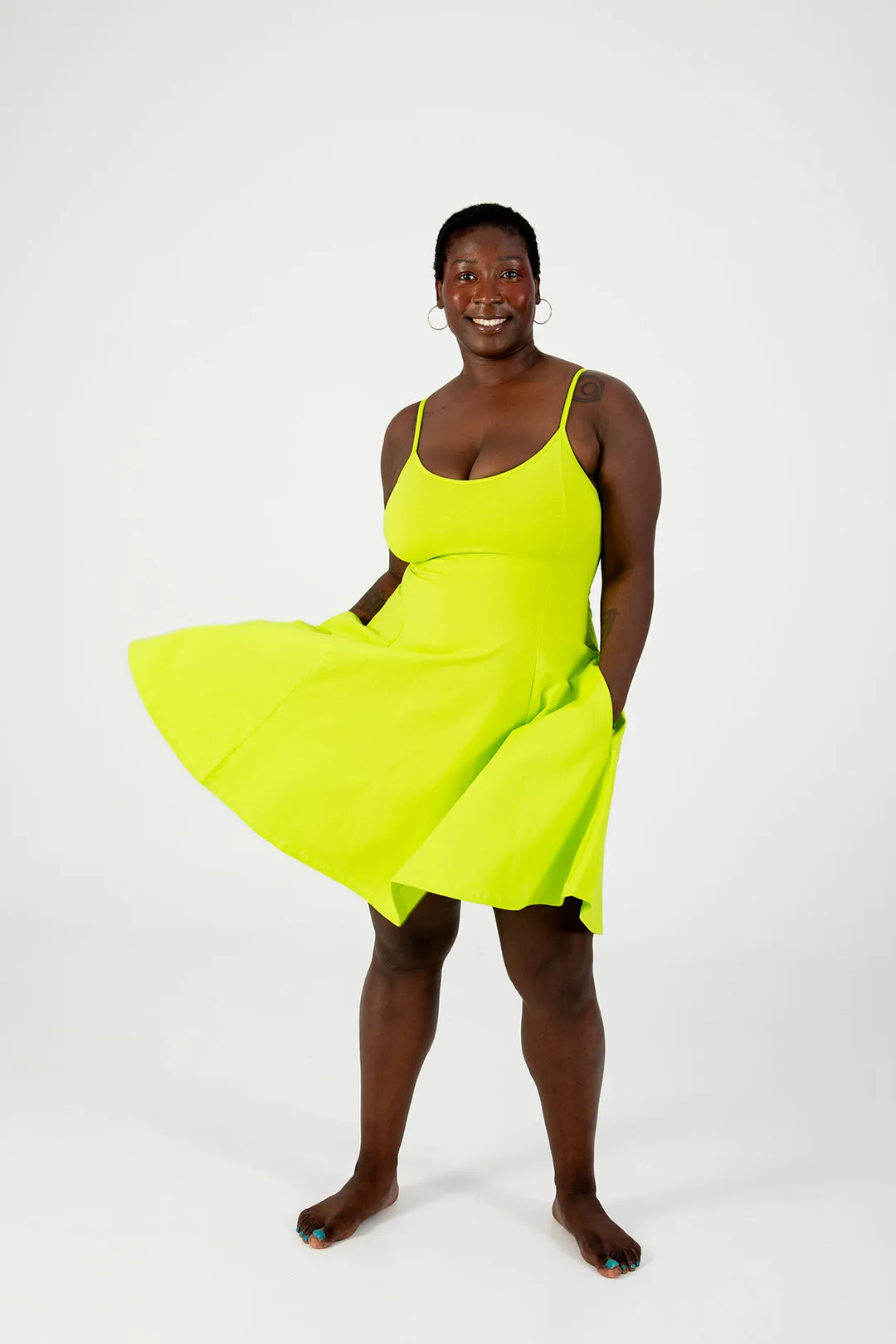 Asri Mini Dress in Lime sold by Manners London