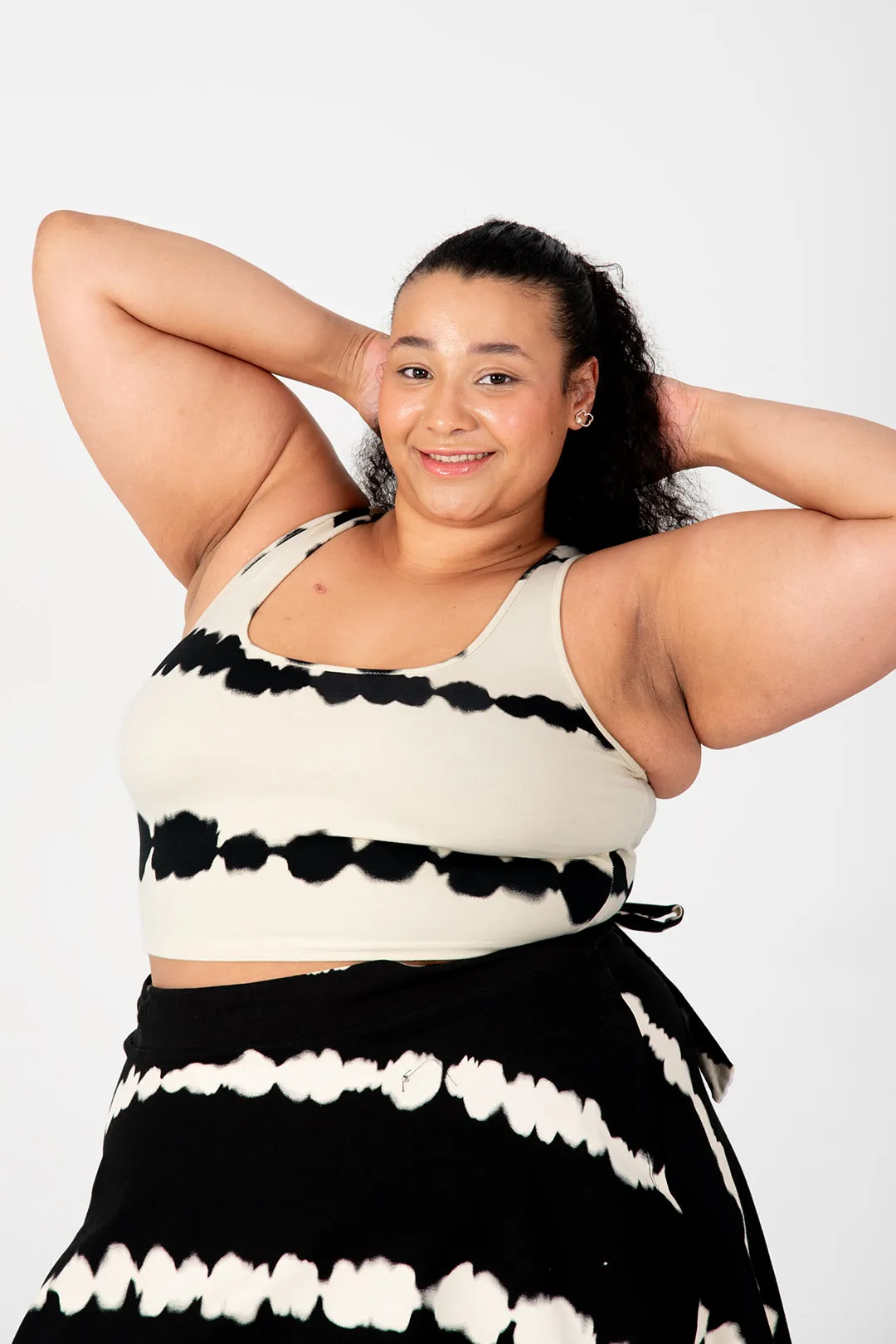 Shinni Neck Crop Tank Top In Blot Cream sold by Manners London