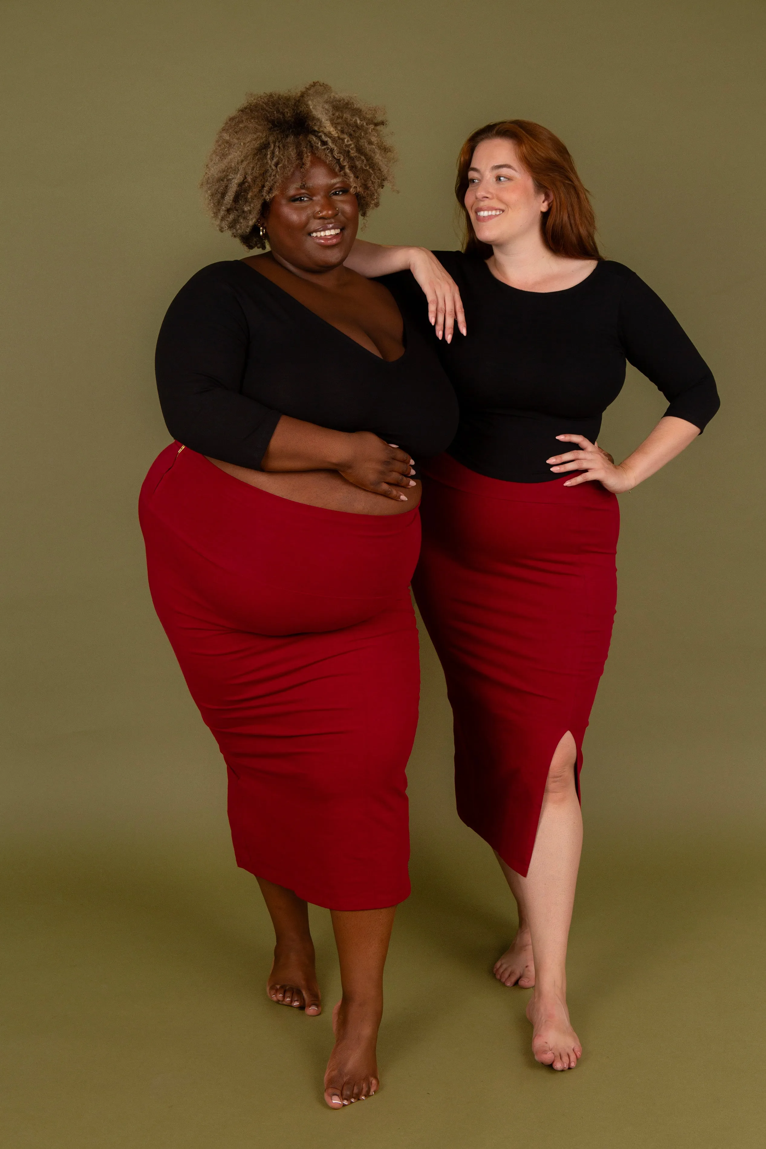 Split Midi Skirt in Burgundy sold by Manners London product image thumbnail 2