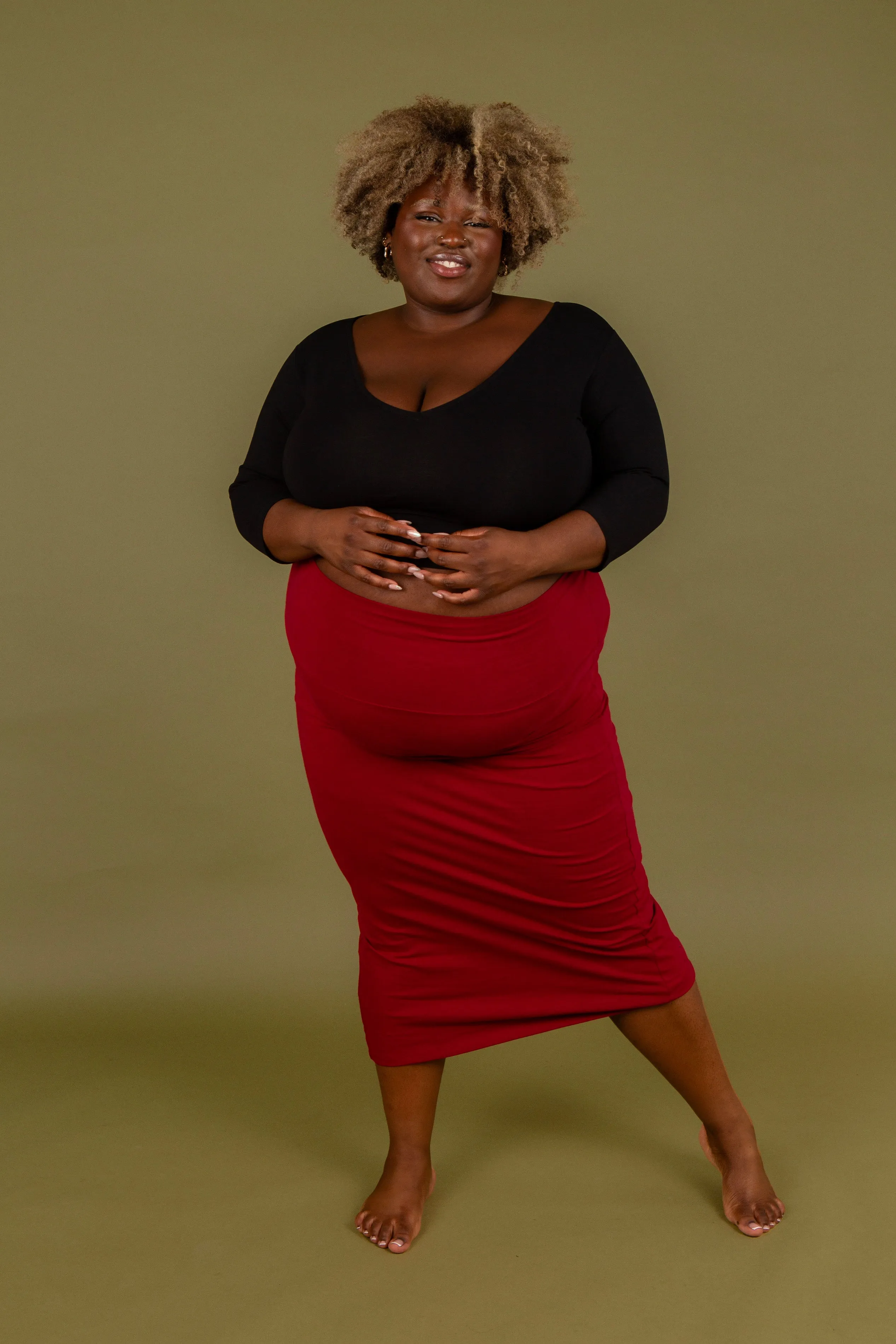 Split Midi Skirt in Burgundy sold by Manners London product image thumbnail 4