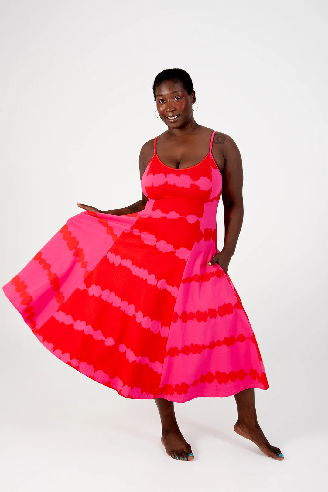 Asri Dress Midi in All the Pinks sold by Manners London