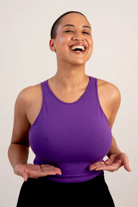 Iza Crop Vest Top In T. Purple sold by Manners London