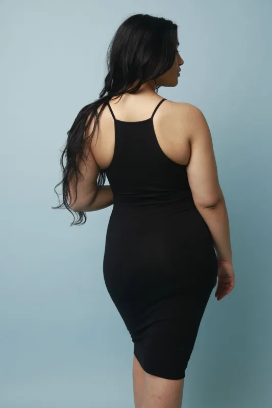 Eka Racer Back Pencil Dress in Black sold by Manners London