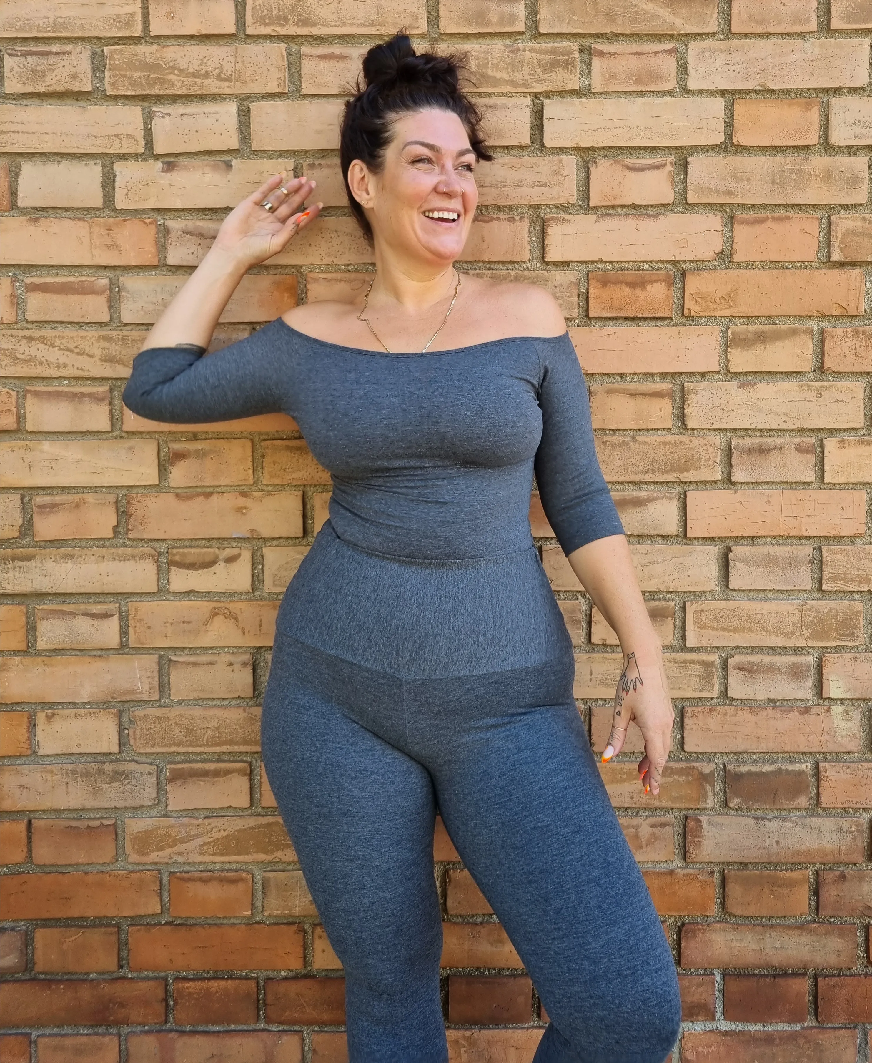 Bardot Full Length Top in Extra soft Misty Grey sold by Manners London