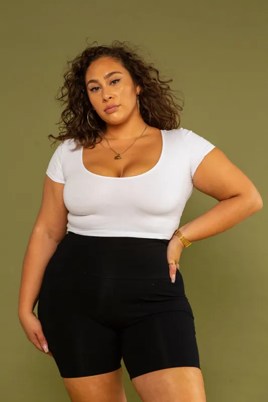 Reversible Crop Tee in White made by Manners London
