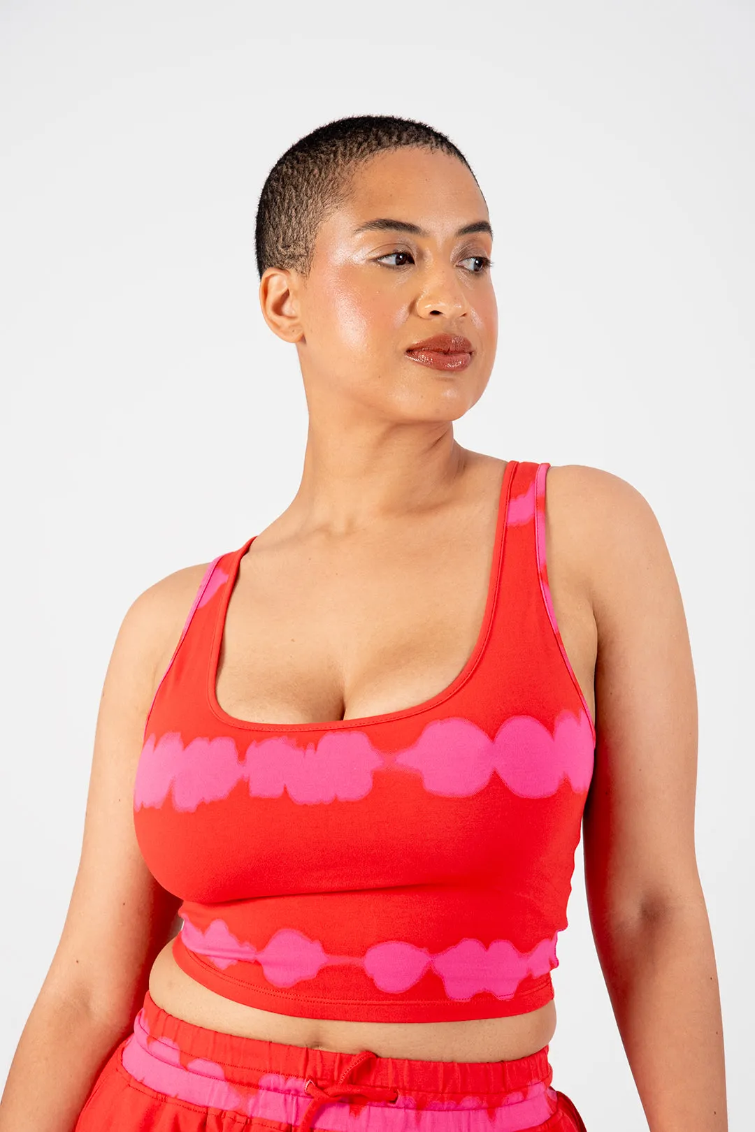 Shinni Neck Crop Tank Top In Blot Red sold by Manners London