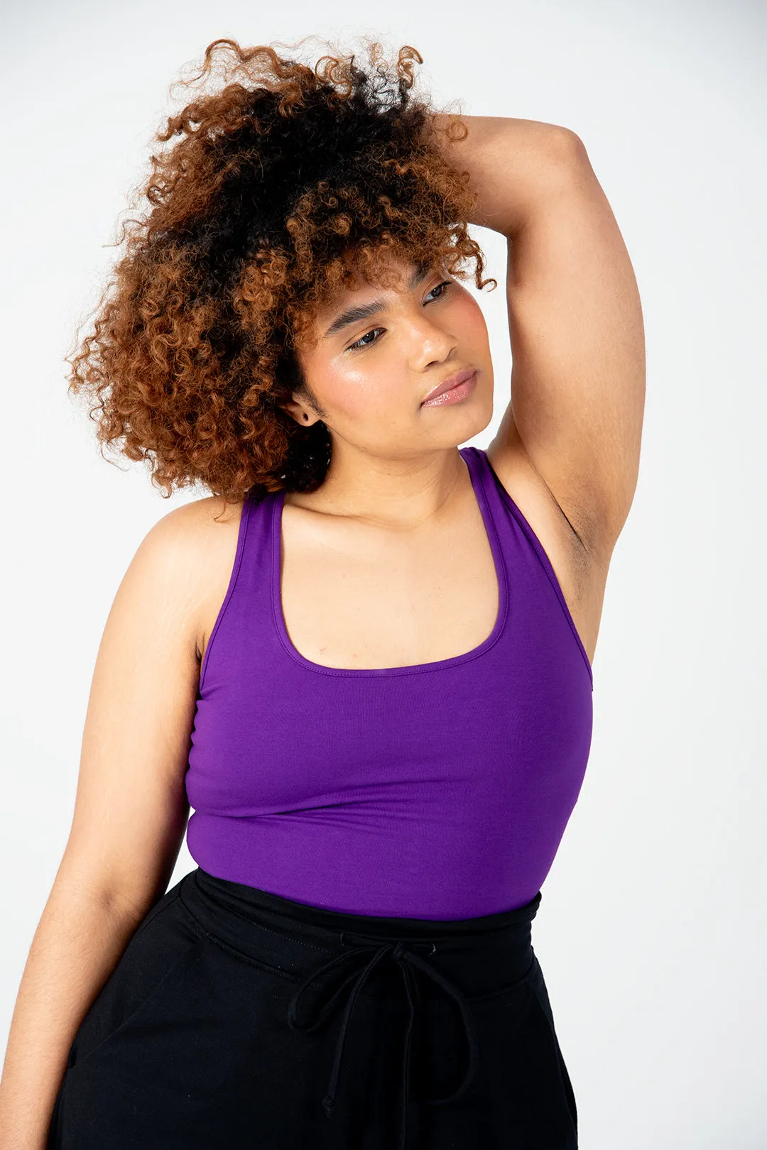 Shinni Neck Crop Tank Top In T.Purple sold by Manners London product image thumbnail 3