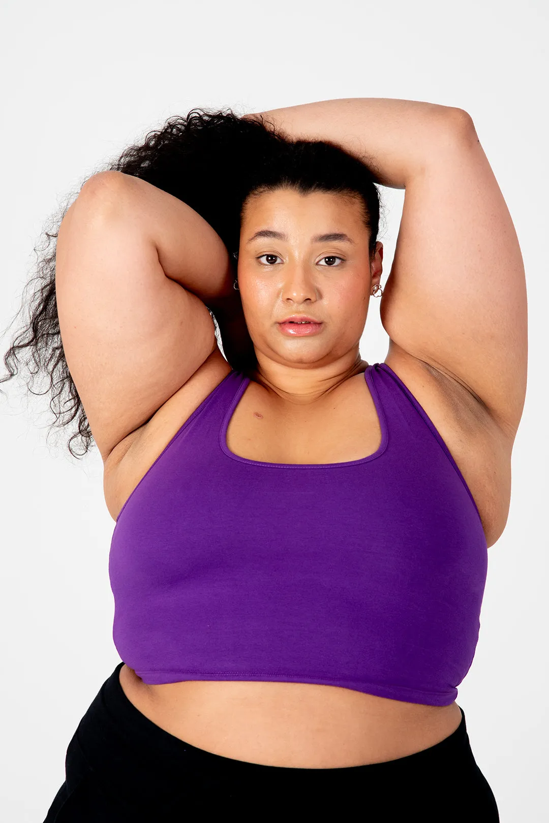 Shinni Neck Crop Tank Top In T.Purple sold by Manners London