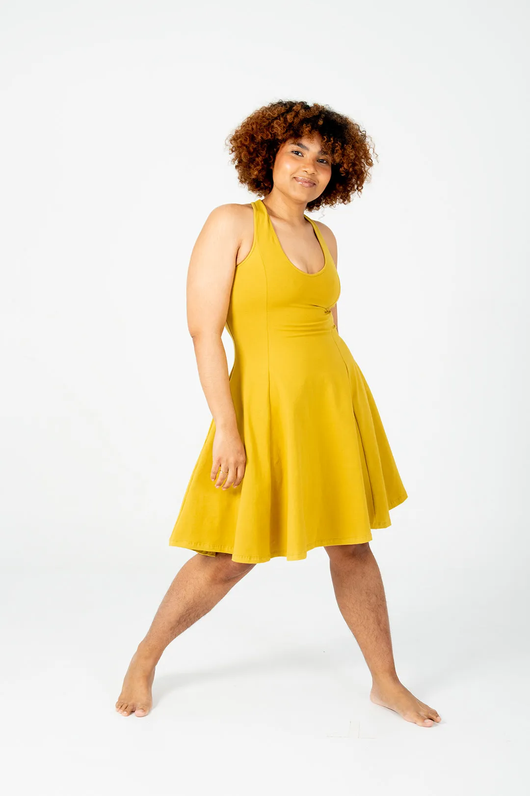 Asri Cross Back Mini Dress In Mustard Seed sold by Manners London product image thumbnail 4