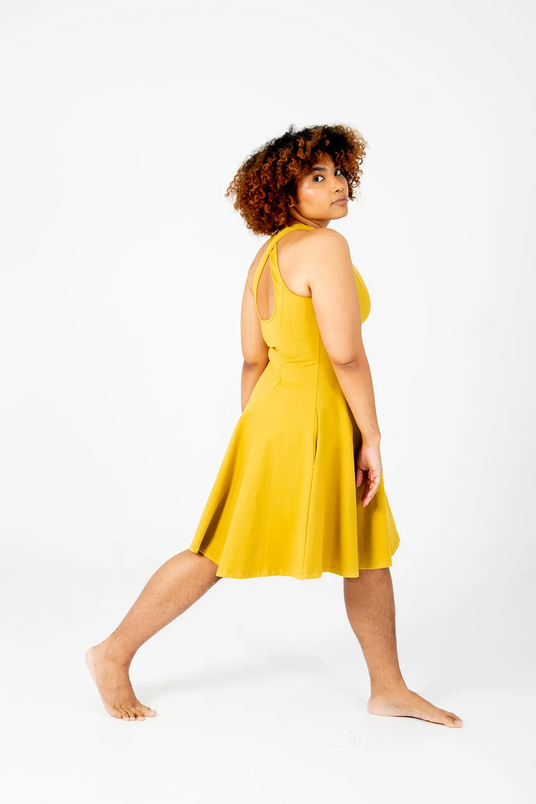 Asri Cross Back Mini Dress In Mustard Seed sold by Manners London product image thumbnail 5