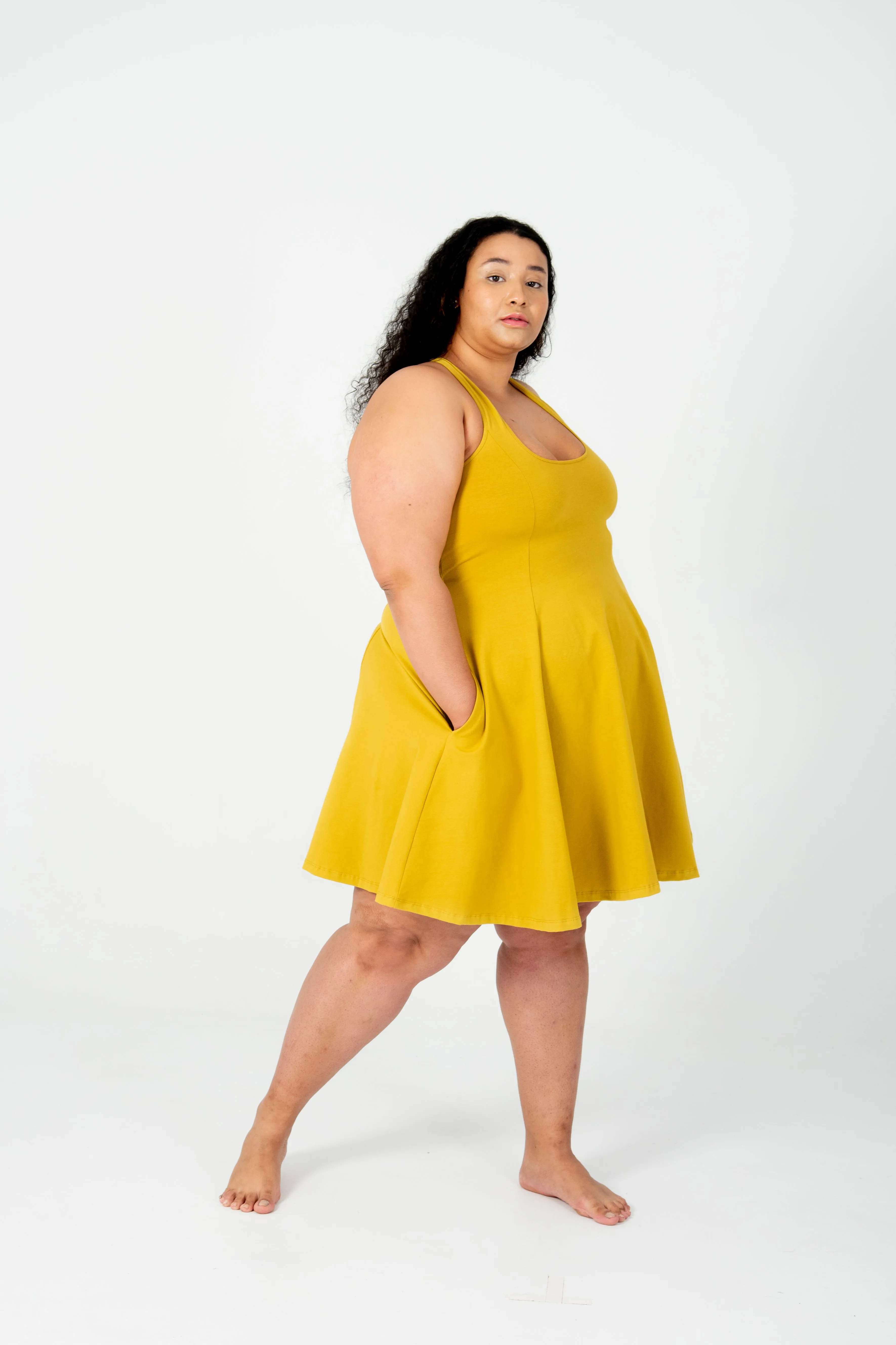 Asri Cross Back Mini Dress In Mustard Seed sold by Manners London product image thumbnail 3