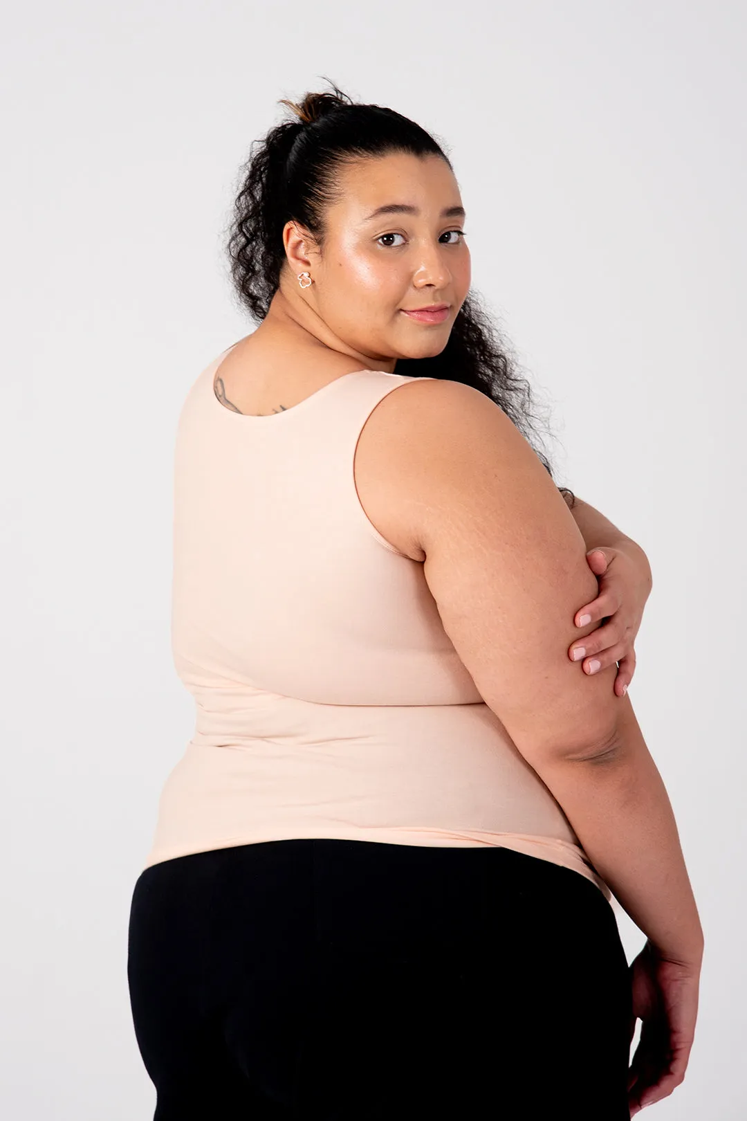 Reversible V-Neck Sleeveless Full Length Top In Peach Dust sold by Manners London product image thumbnail 4