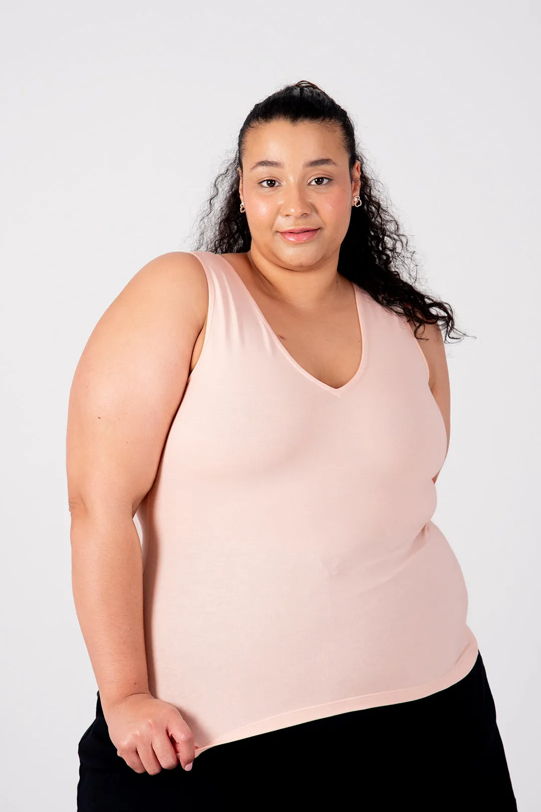 Reversible V-Neck Sleeveless Full Length Top In Peach Dust sold by Manners London product image thumbnail 3