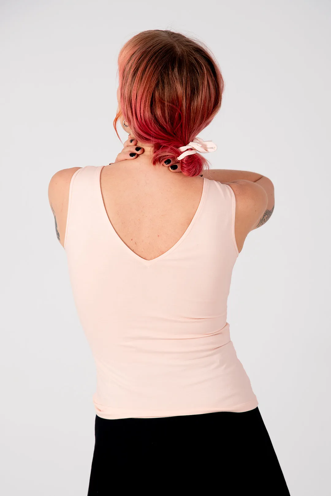 Reversible V-Neck Sleeveless Full Length Top In Peach Dust sold by Manners London product image thumbnail 2