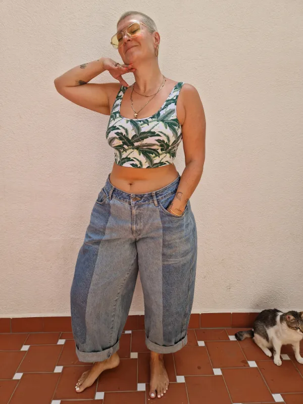 Api Crop Top in Green Leaf sold by Manners London