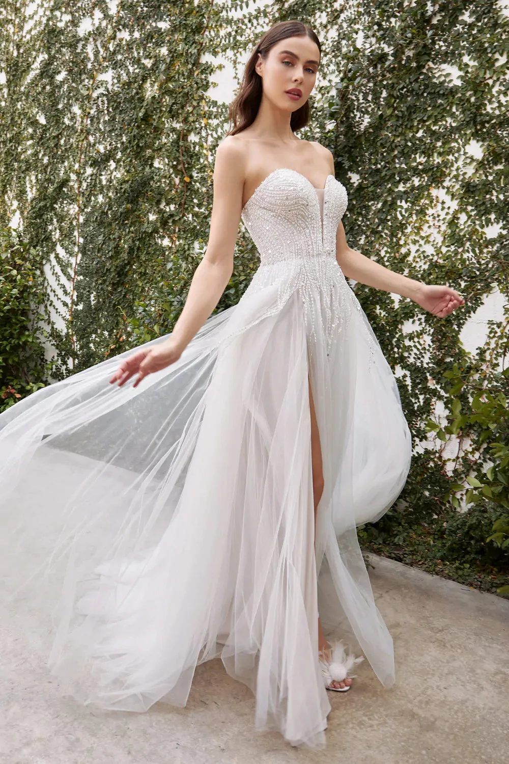 Gabrielle Strapless Tulle Beaded Wedding Dress: Off White sold by Bella and Bloom product image thumbnail 5