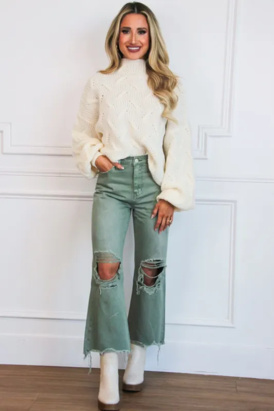 Asher Balloon Sleeve Sweater: Ivory sold by Bella and Bloom