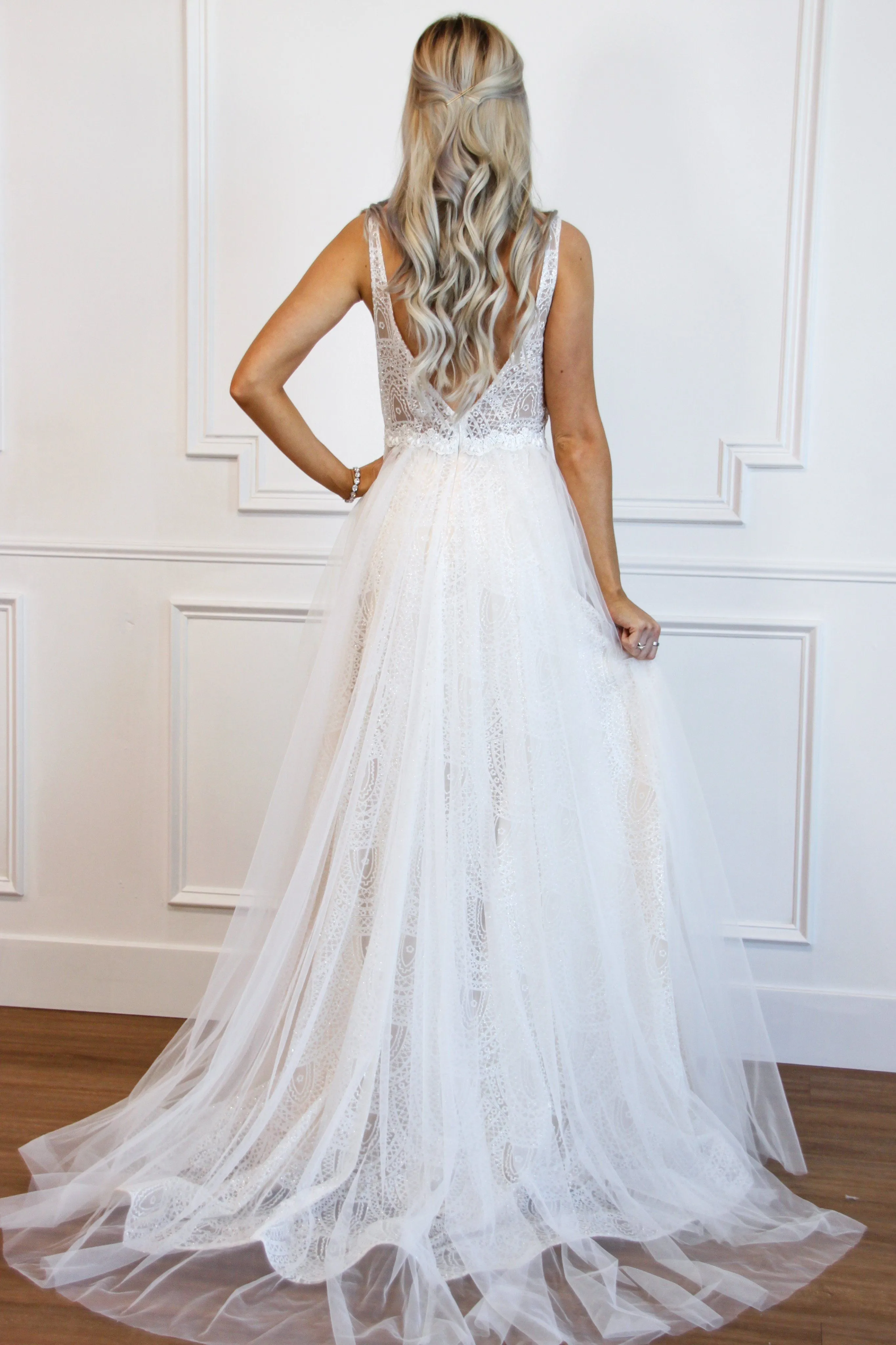 Say I Do Lace Wedding Dress: Ivory/Nude sold by Bella and Bloom product image thumbnail 5