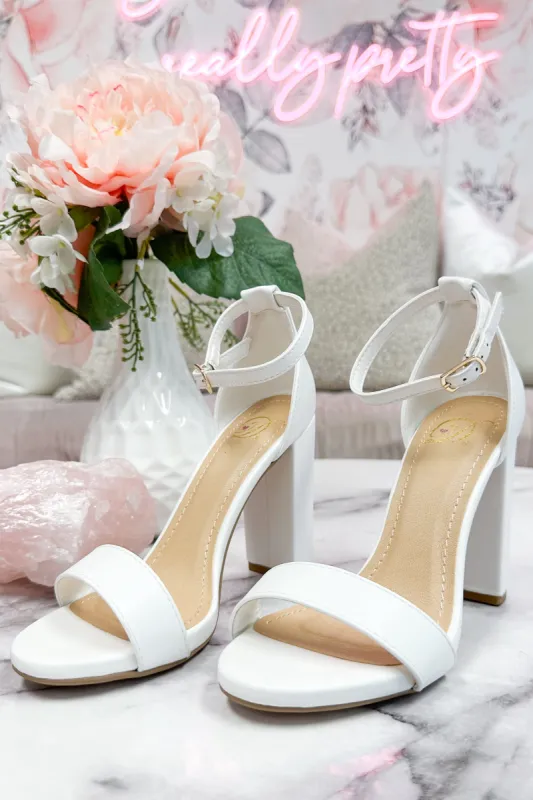 Olivia Block Heels: White sold by Bella and Bloom