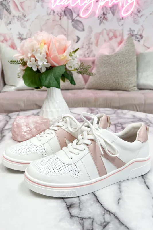 Alta V Sneaker: White/Blush sold by Bella and Bloom