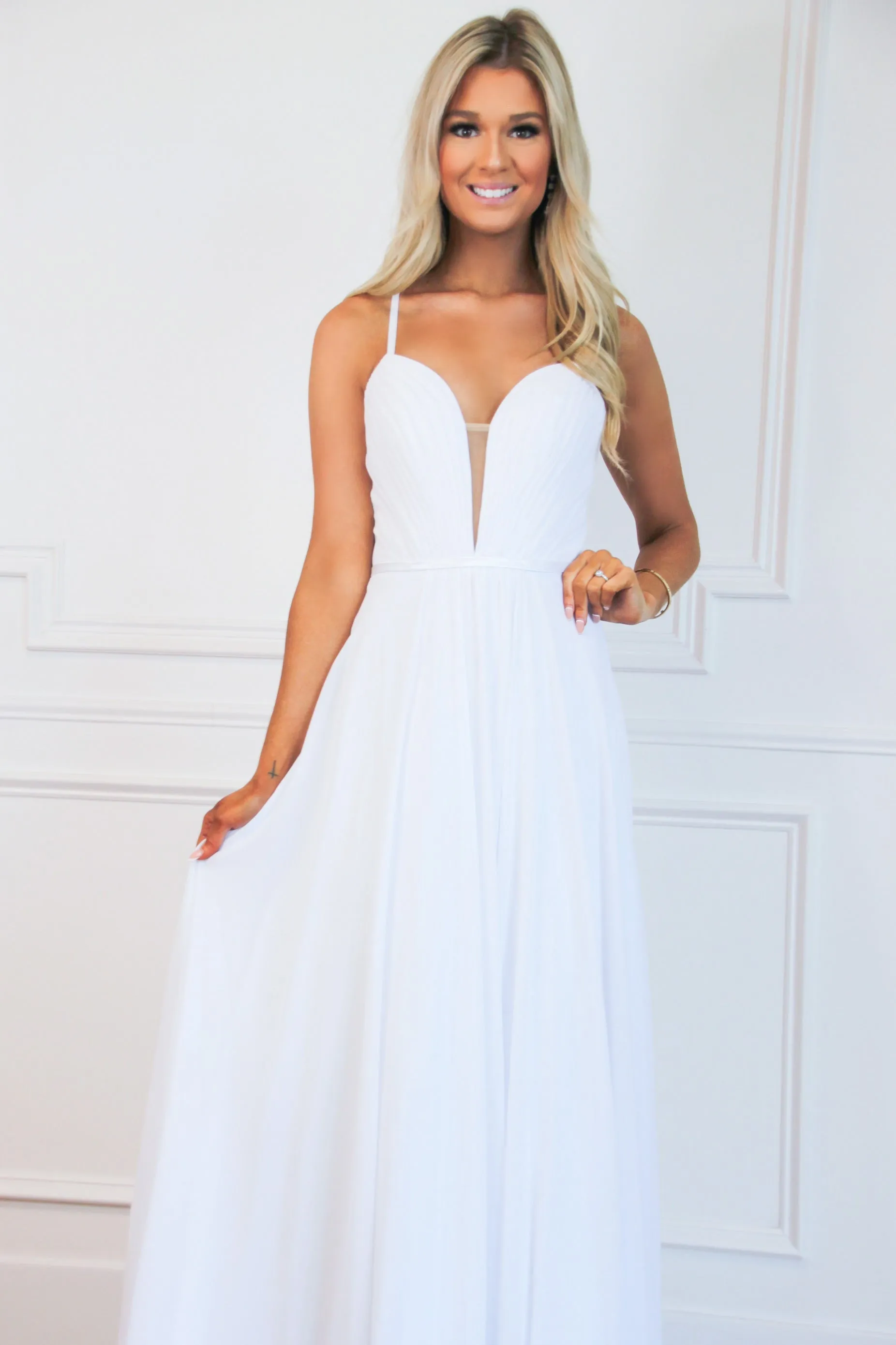 Angelic Beauty Chiffon Formal Dress: White sold by Bella and Bloom product image thumbnail 2