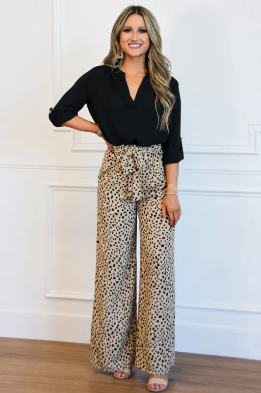 Spotted Crush Pants: Tan/Black sold by Bella and Bloom