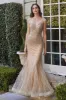 Iris Embellished Feather Mermaid Formal Dress: Gold sold by Bella and Bloom