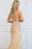 Iris Embellished Feather Mermaid Formal Dress: Gold sold by Bella and Bloom