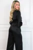 Nita V Neck Satin Jumpsuit: Black sold by Bella and Bloom