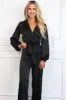 Nita V Neck Satin Jumpsuit: Black sold by Bella and Bloom