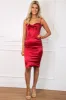 Mila Satin Bustier Midi Dress: Burgundy sold by Bella and Bloom