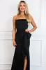 Kendal Strapless Ruffle Maxi Dress: Black sold by Bella and Bloom